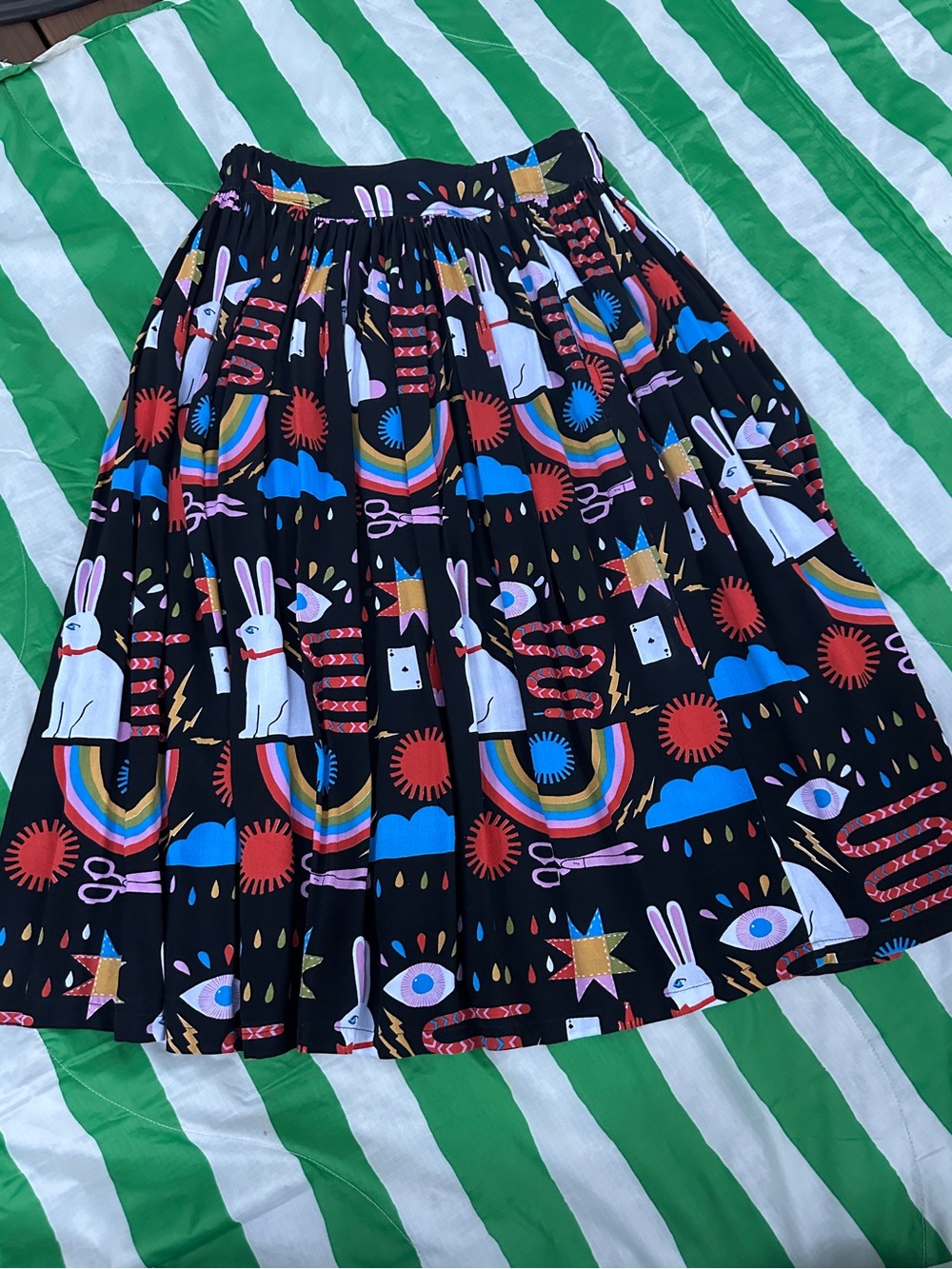 NOOWORKS Congdon magic print rayon skirt (altered from a Naomi dress!)